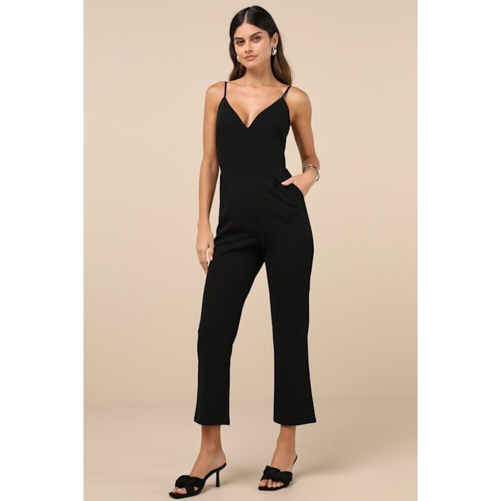 Lulus Signature Cutie Black V-neck Sleeveless Jumpsuit - Size S